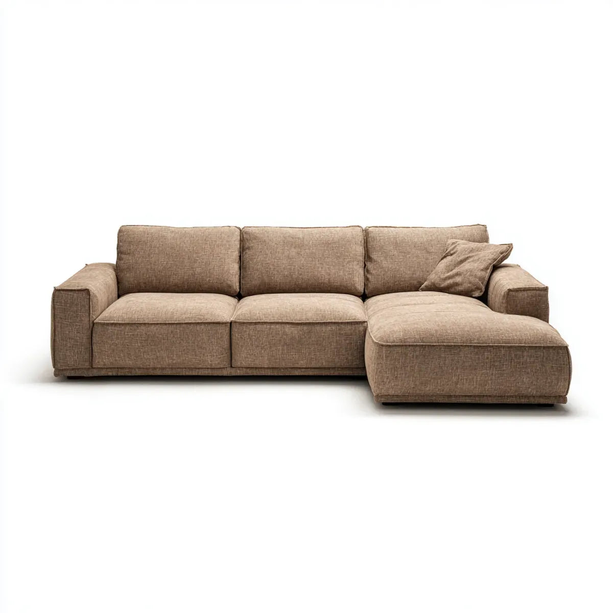 Canapé d'angle droit 4 places taupe en polyester 280 x 165 x 85 cm