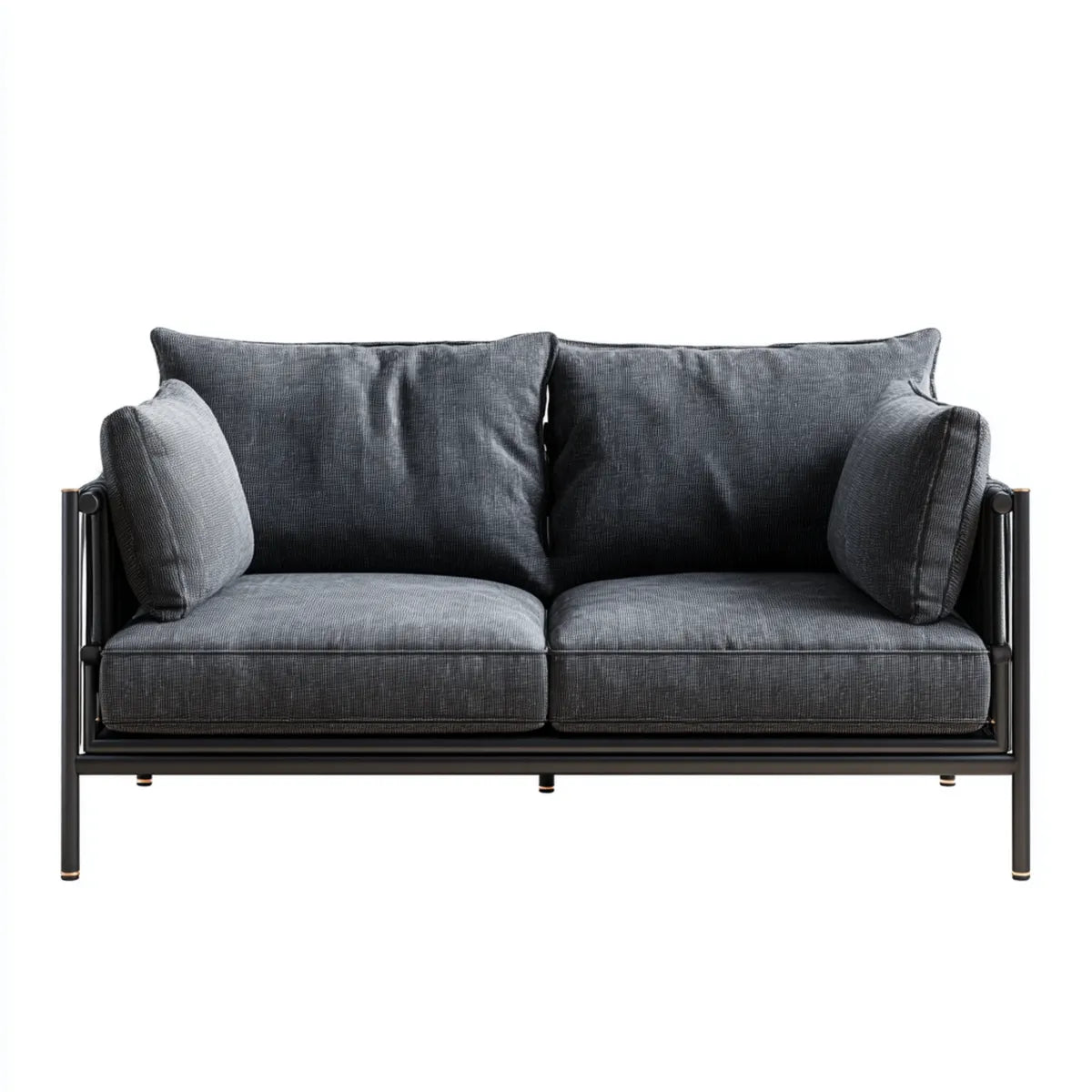 Canapé 2 places gris anthracite 140 x 78 x 78 cm en polyester et acier forme rectangulaire