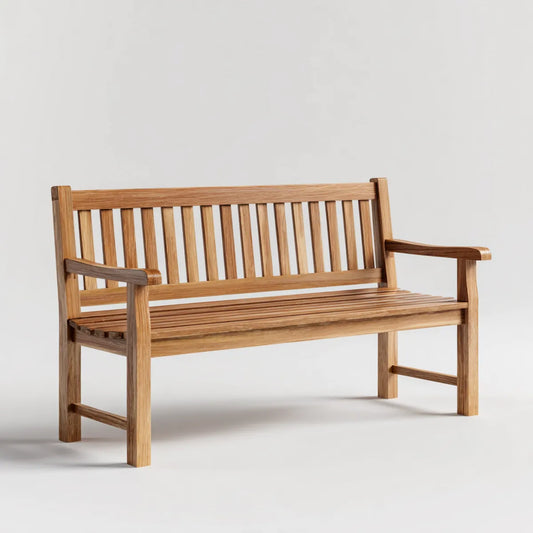 Banc de jardin 2 places naturel 120 x 62 x 90 cm en bois massif de teck rectangulaire