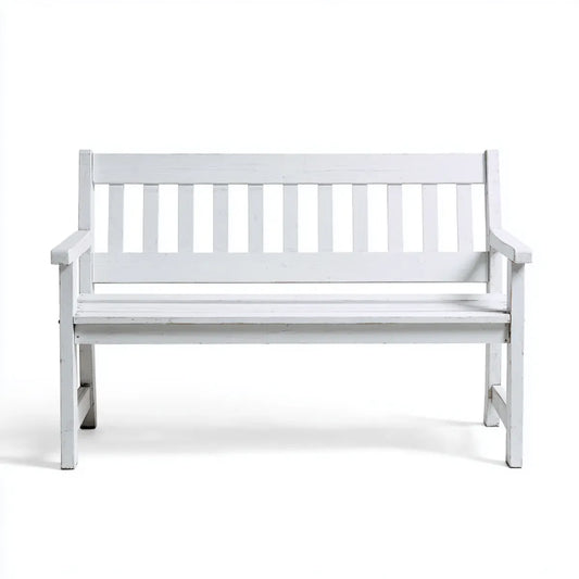 Banc de jardin 2 places blanc 120 x 60 x 90 cm en pin massif rectangulaire