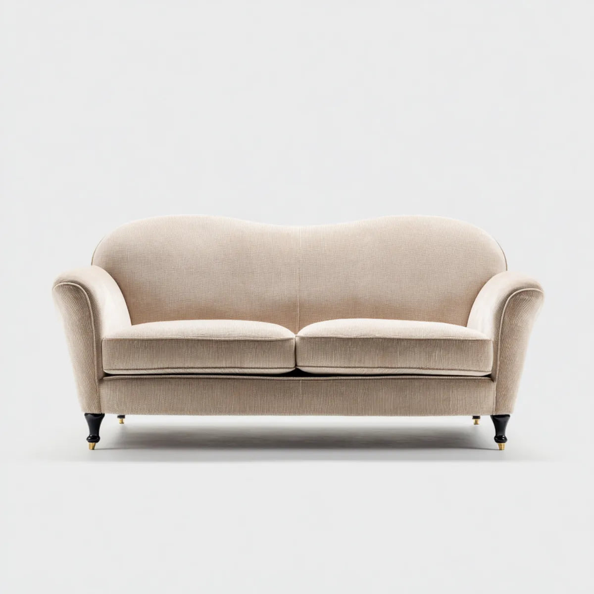 Canapé 2 places beige en polyester forme arrondie 160 x 85 x 85 cm