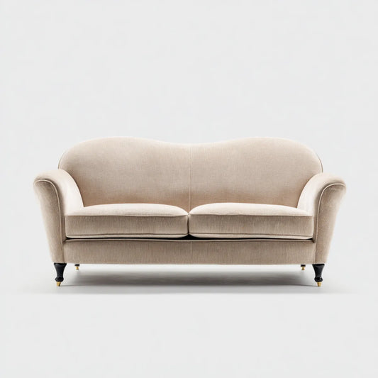 Canapé 2 places beige en polyester forme arrondie 160 x 85 x 85 cm