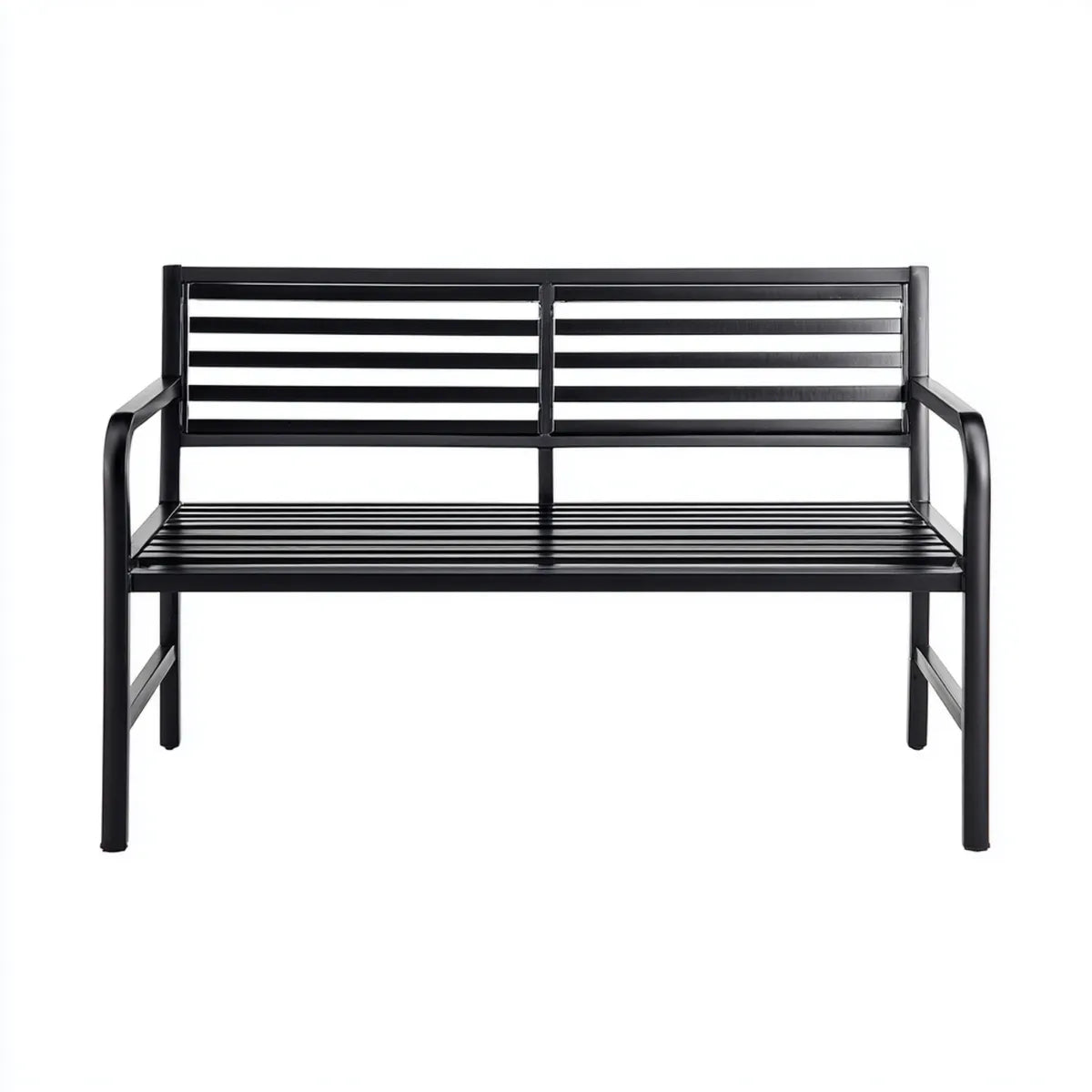 Banc de jardin 2 places noir en acier rectangulaire 120 x 60 x 85 cm