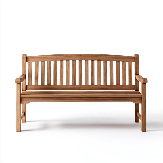Banc de jardin 3 places marron en teck massif rectangulaire 150 x 62 x 90 cm