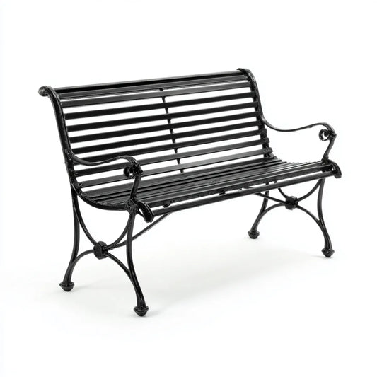Banc de jardin 2 places noir 127 x 64 x 84 cm en acier forme rectangulaire
