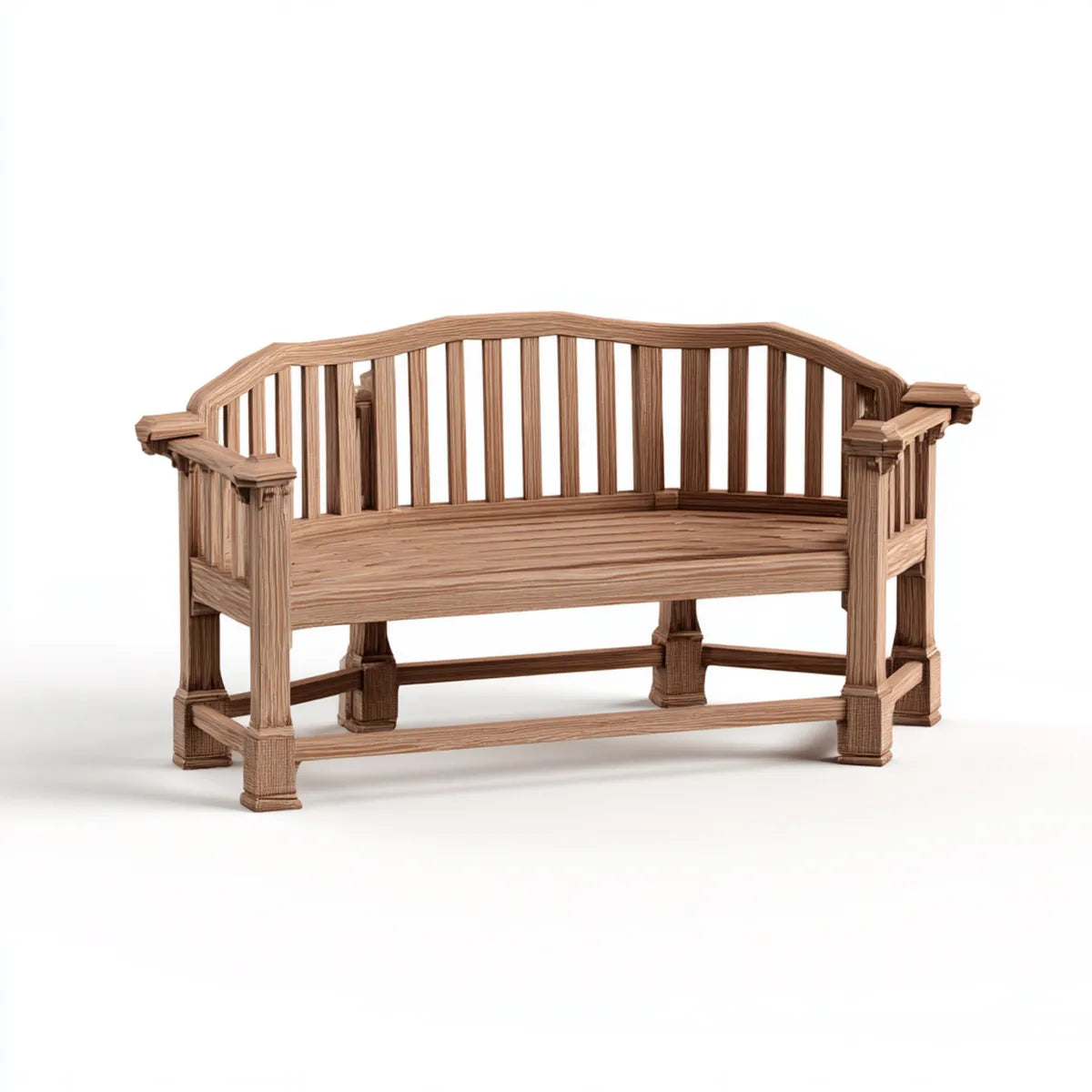 Banc de jardin 3 places marron en bois massif d'acacia dossier incurvé 150 x 60 x 95 cm